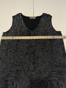 Notations Sleeveless Top Womens Plus Size 2X Black Sparkle SKU223